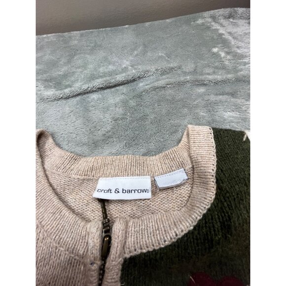 VTG Croft Barrow Womens Medium Ugly Christmas Patchwork Cardigan Sweater Snowman - Picture 3 of 7